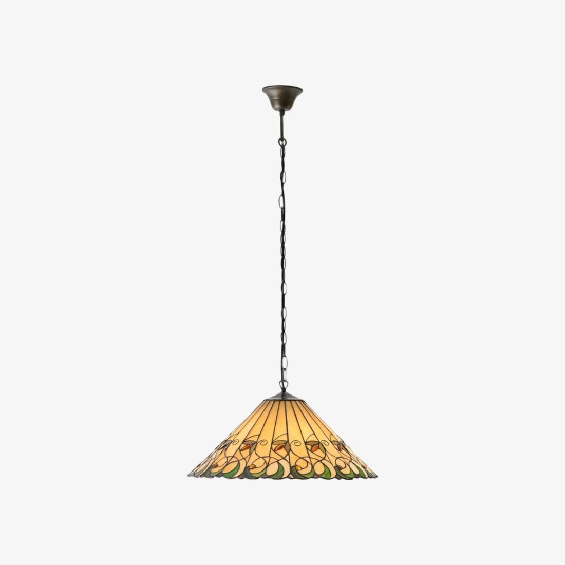 TF Jamelia Vintage Floral Stained Glass Dome Ceiling Light for Dining Rooms