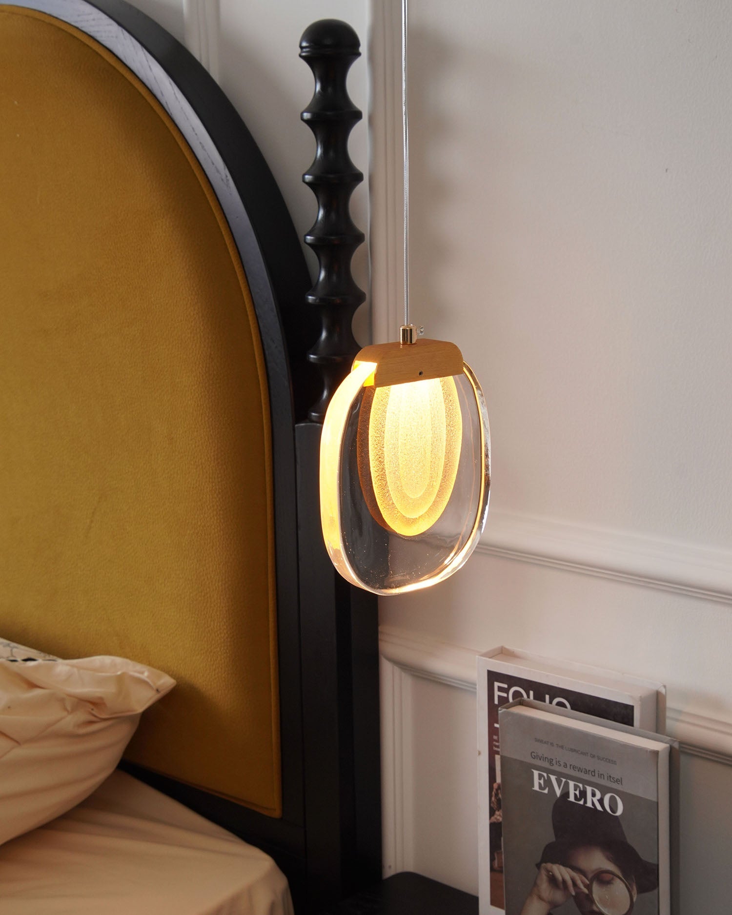 Clear Rippled Glass Plug-In Pendant