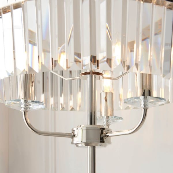 Beveline 3 Light Round Floor Lamp - Faceted Cut Glass Shades Classic Metal Finish For Living Rooms