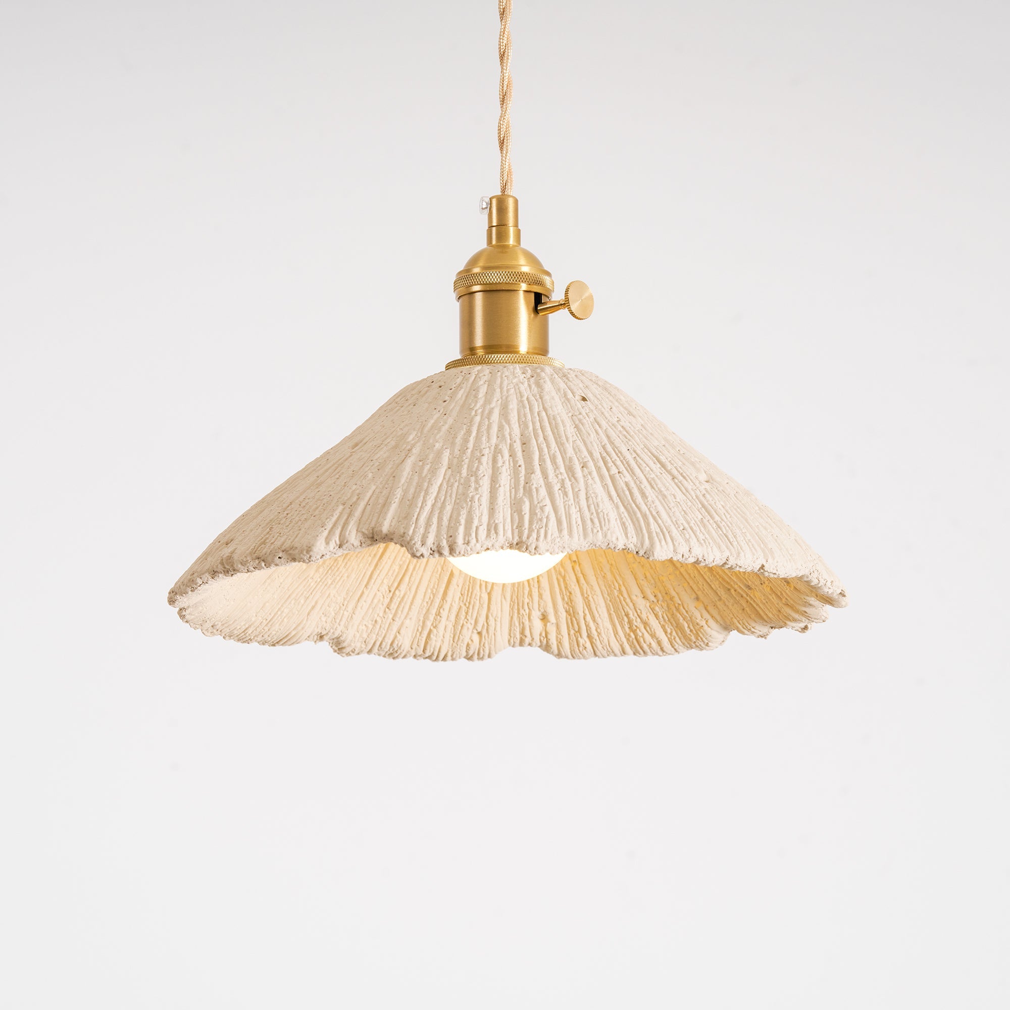 Textured Cement Gold Plug-In Swag Pendant