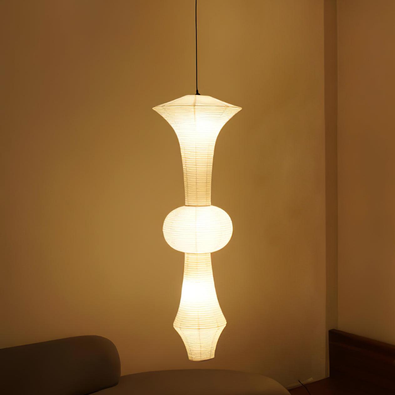 Washi Paper Pendant Light - Japanese Handcrafted Lamp for Living Room