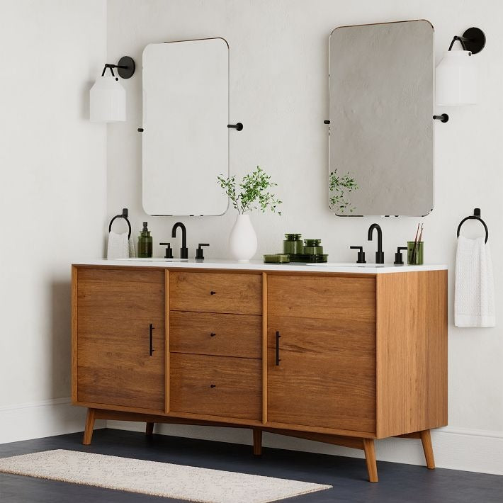 Hanton Brass Damp Rated Sconce - Modern Glass Wall Light for Bathroom