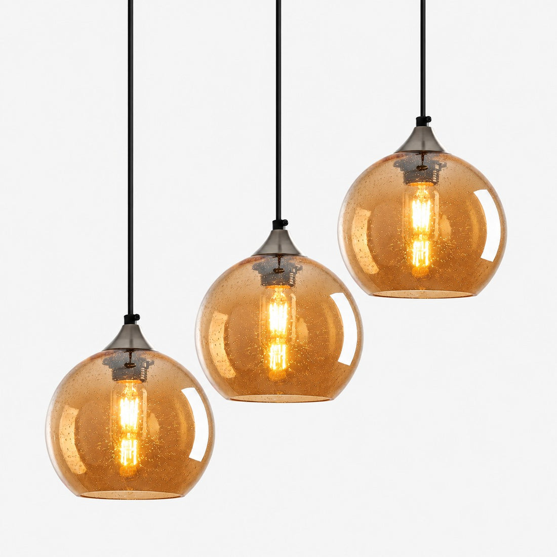 Bubble Glass Globe 3 - Light Single Pendant Light With Adjustable Cord