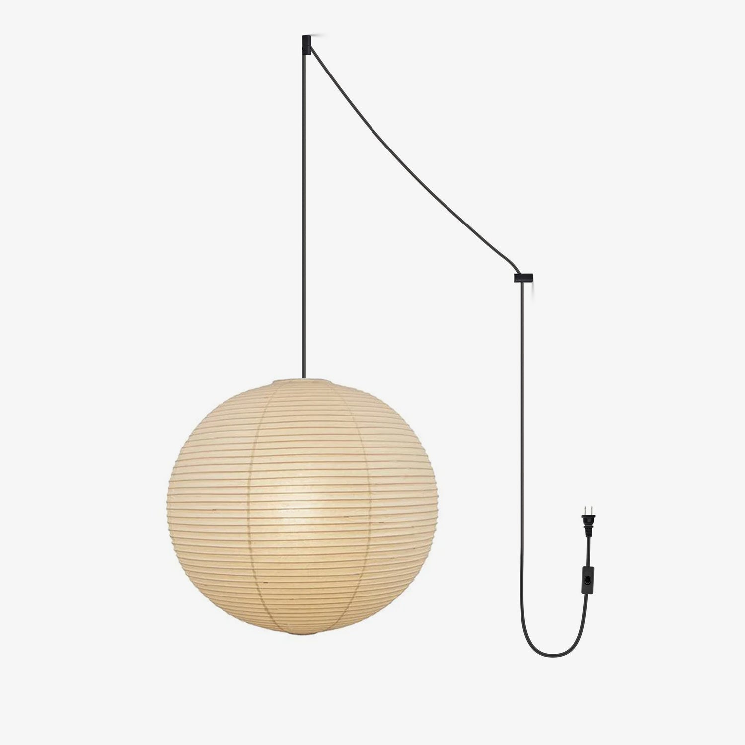 Mid-Century Pendant Swag Light - Japanese Paper Lamp for Bedroom