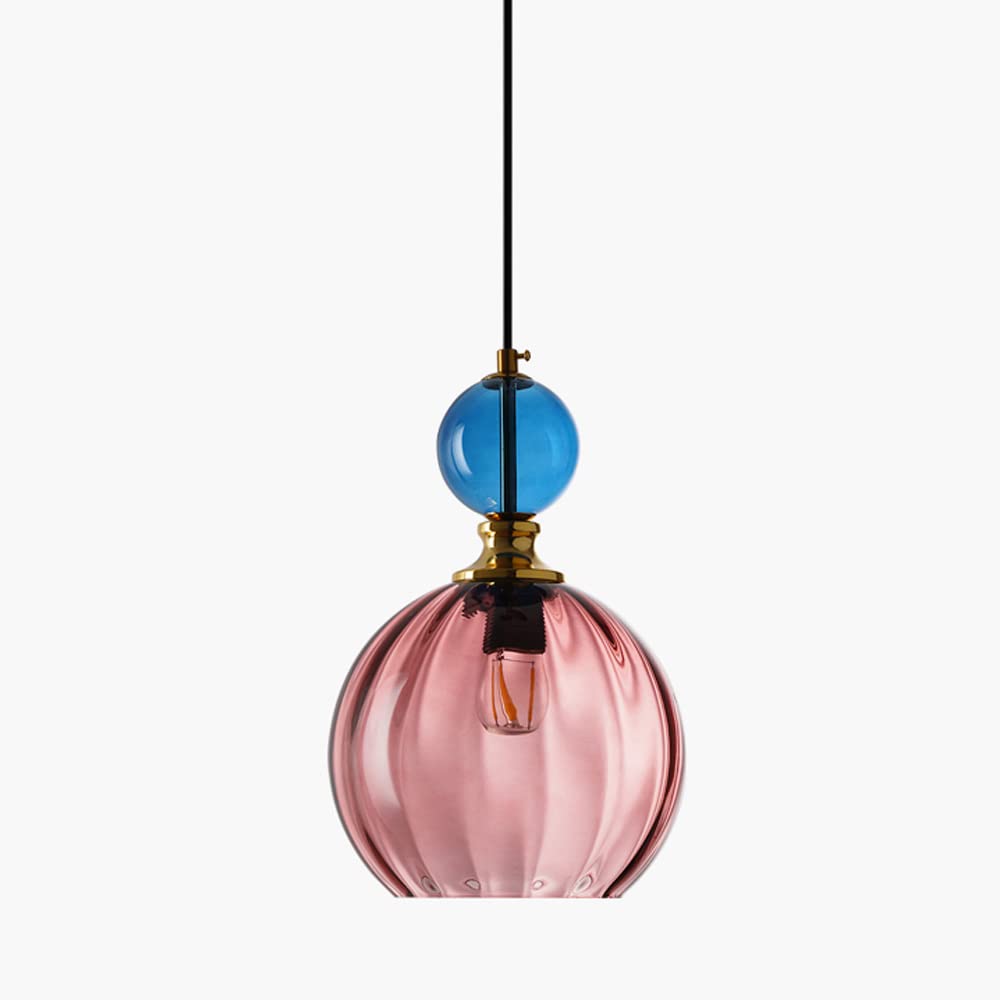 Modern Globe Pendant Light - Water Ripple Glass Lighting for Bedroom