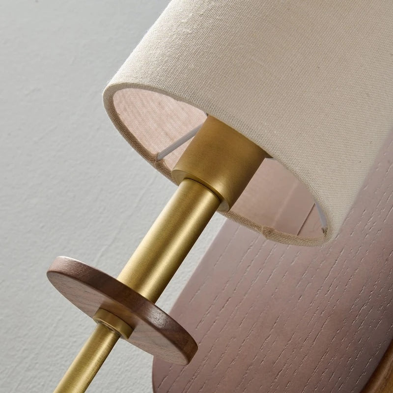 Solid Wood Fabric Wall Sconce