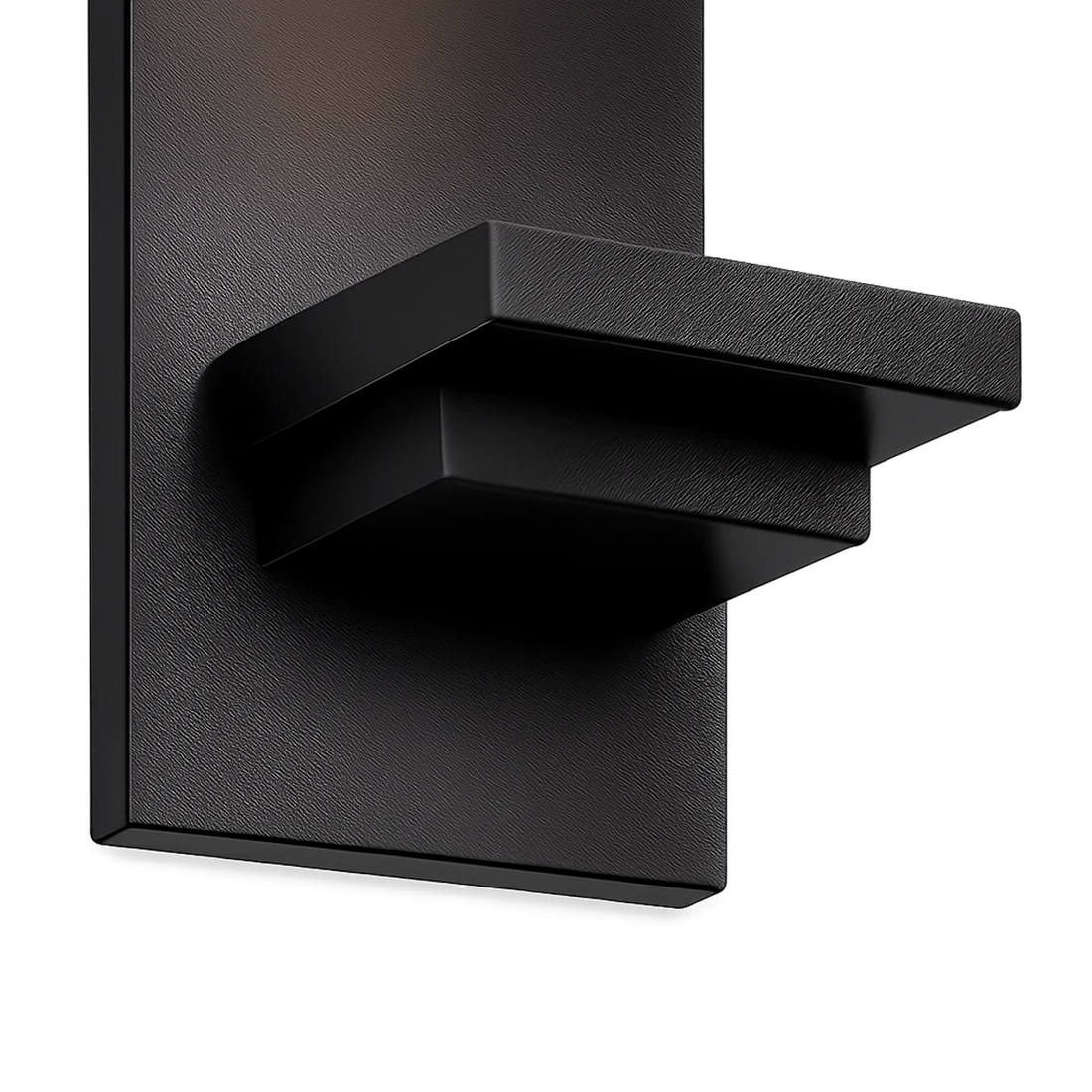 Black metal wall plate and shelf detail