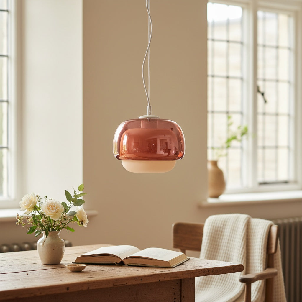 Clinco Modern Mushroom Pendant Light - Colored Glass Hanging Light