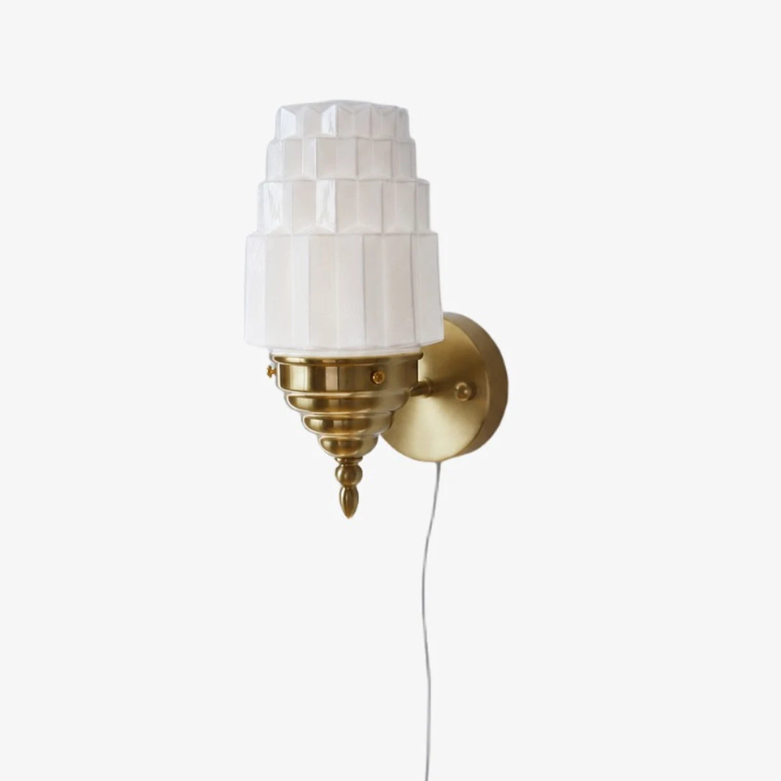 Antique brass plug-in Art Deco wall sconce