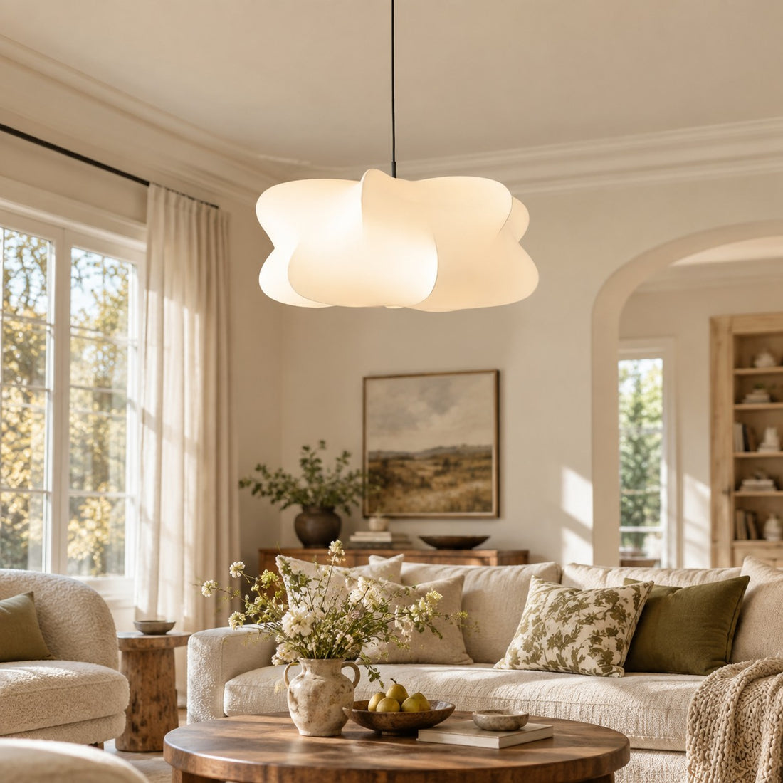 Mehrlagige Seiden-Eisen-Plug-in-Hängeleuchte