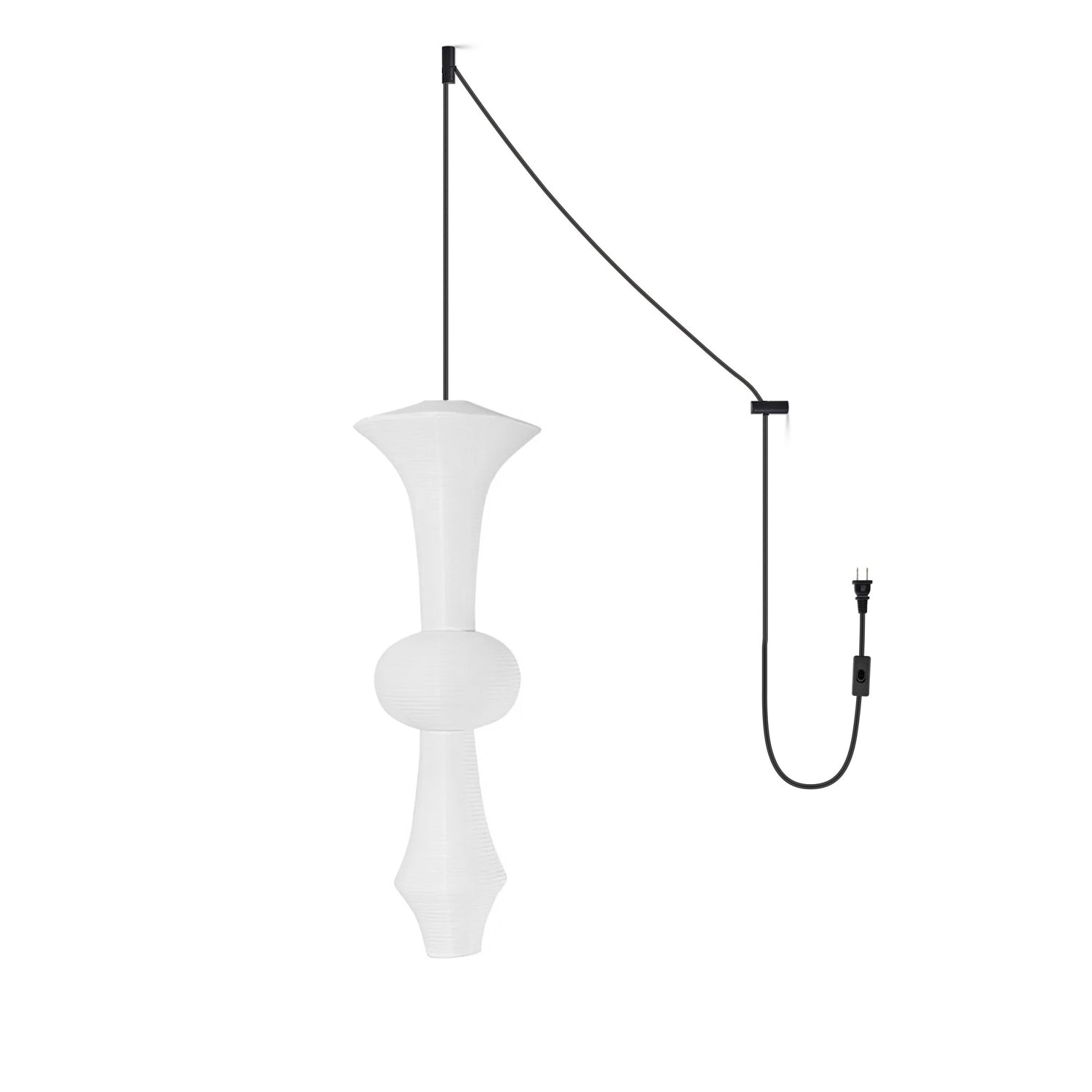 Washi Paper Pendant Swag Light - Japanese Hanging Lamp for Bedroom