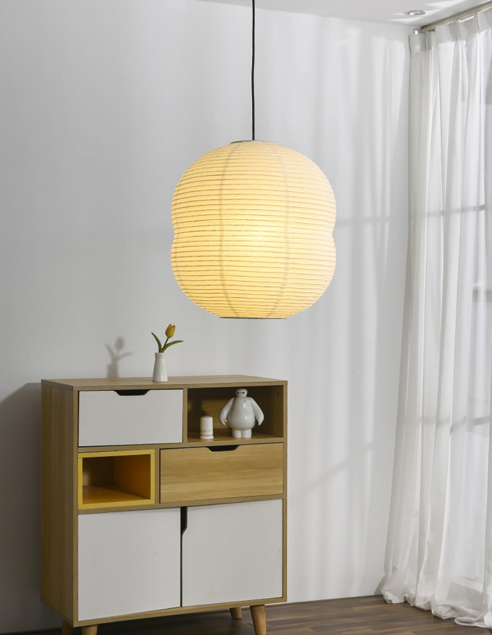Washi-Papier-Mini-Pendelleuchte – Lampe im japanischen Stil für das Wohnzimmer