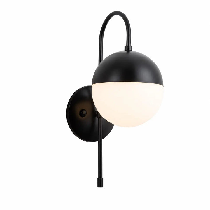 Black modern milk glass wall lamp