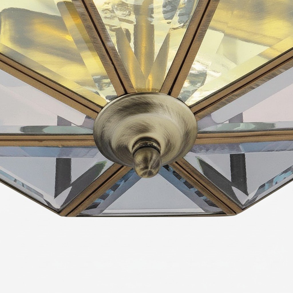 Braleen Antique Lantern Style Flush Ceiling Light – Clear Glass Design for Living and Bedroom
