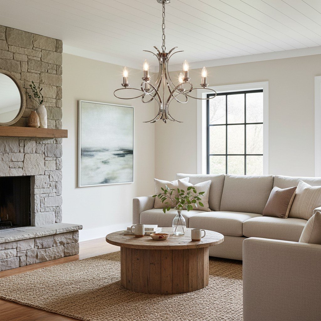 Foline Geometric Light Chandelier – Nickel Finish Ambient Glow for Hallways and Kitchens