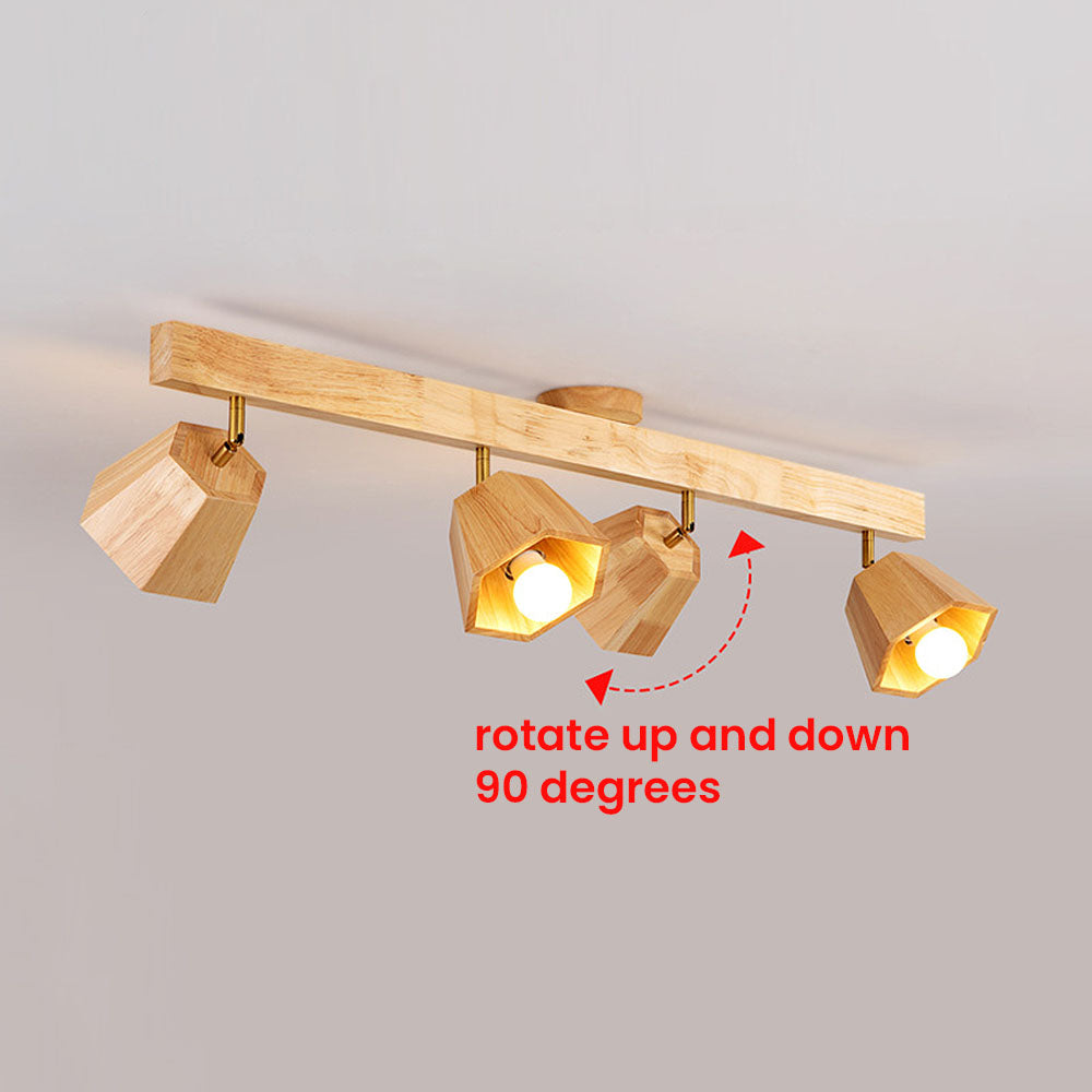 Adjustable Wood Ceiling Light - Polygons Track Light for Living Room