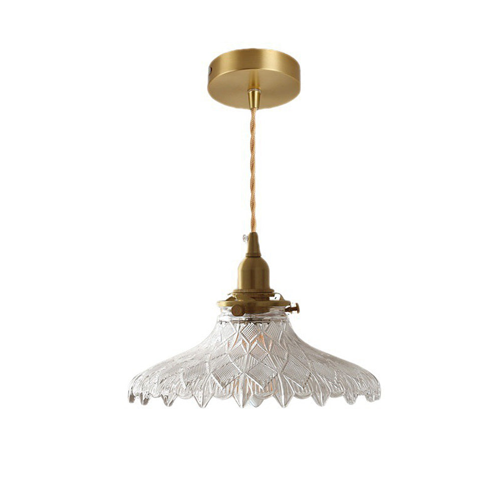 Vintage Glass Pendant Light - Disc Design Fixture for Dining Entryway