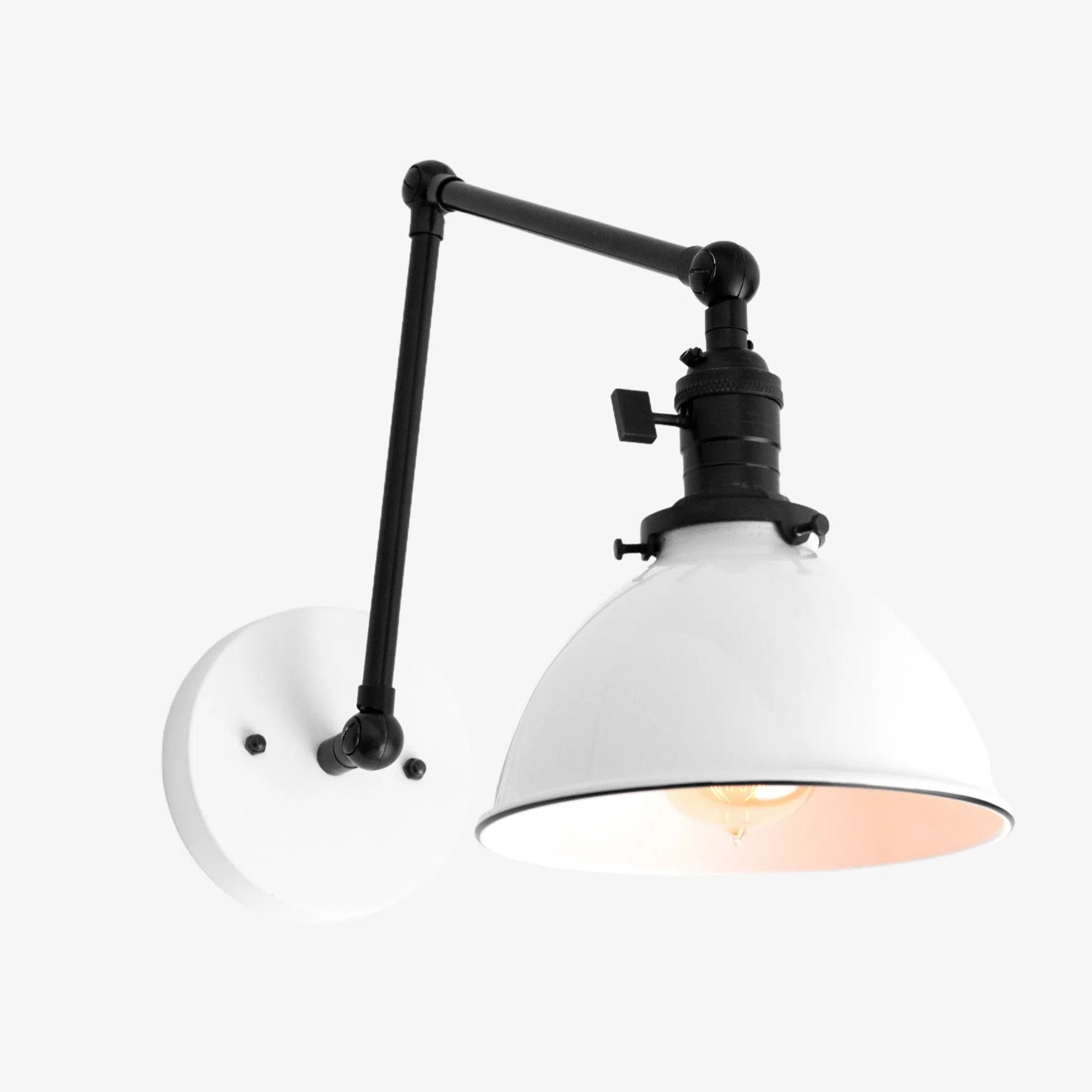 Conique Metal Vintage Industrial Swing Arm Wall Lamp - Adjustable Dome Shade for Study