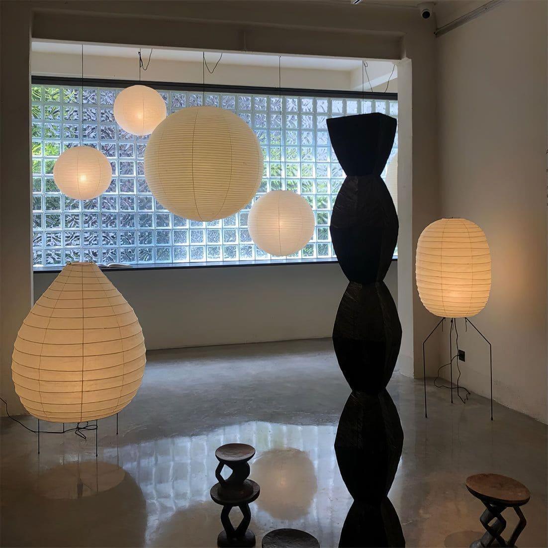 Rice Paper Lantern Floor Lamp - Contemporary Oval Lamp for Entryway