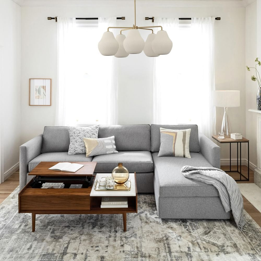 Rivrona 5-Light Chandelier for Entryway - Ribbed Glass Modern Lighting