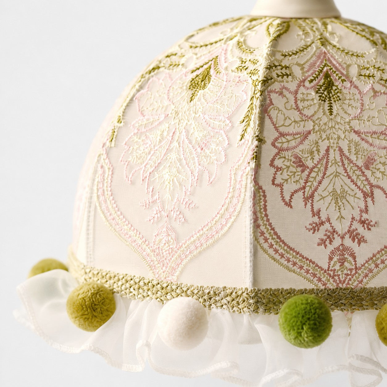 Botanical Embroidered Fabric Pendant Light