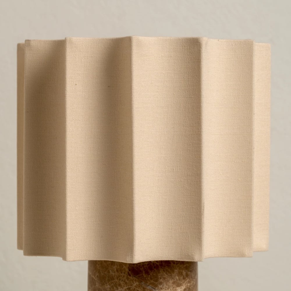 Cavilon Table Lamp with Fan-Shaped Linen Shade - Stone Finishes Suitable for Living Rooms