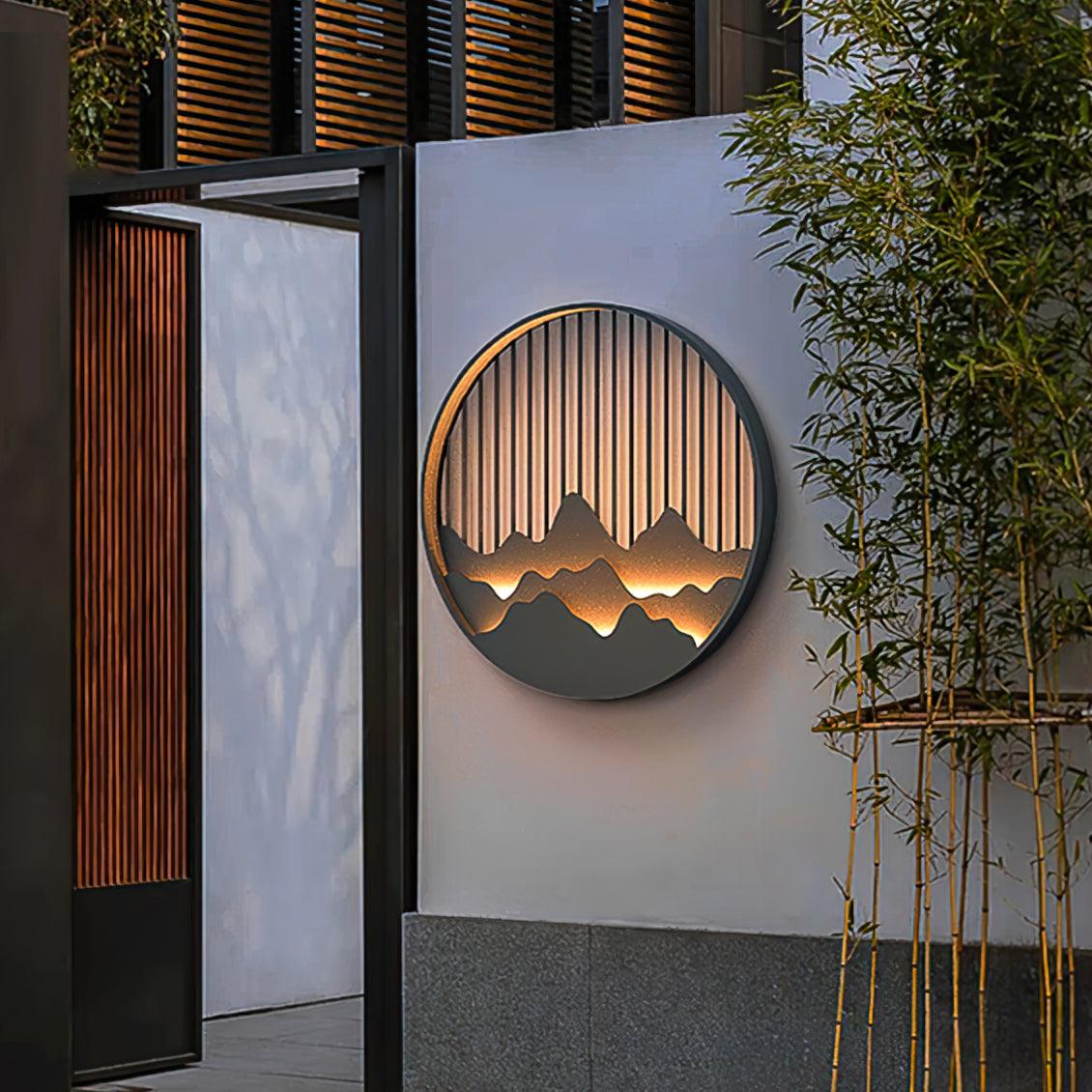 Mountain Outdoor Wall Lamp - Modern Circular Metal Light for Garden