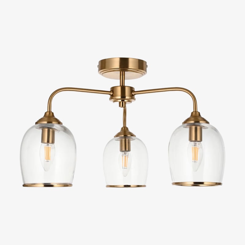Brazara Multi-Light Glass Shade Pendant Lamp – Curved Metal Arms for Modern Homes