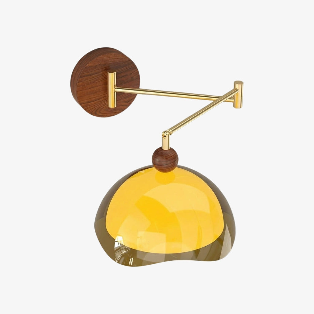 Afterglow Modern Sunset Wall Lamp – Dual Glass Shade Design with Wood-Texture Base