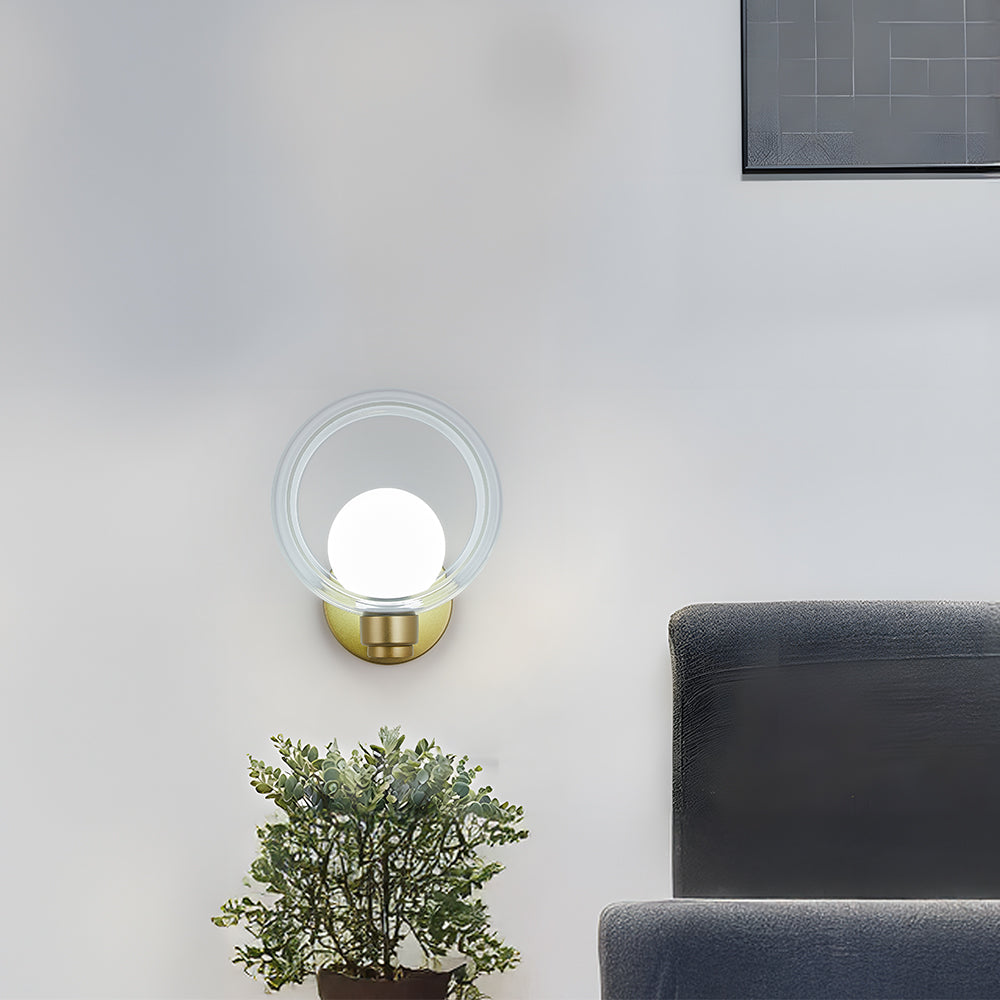Round Glass Wall Sconce - Modern Living Room Lighting Contemporary