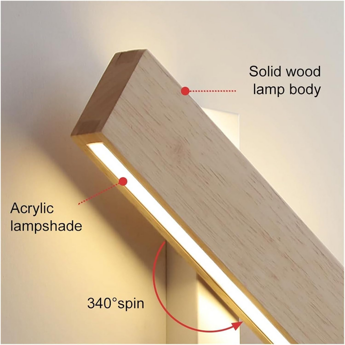 Modern Wood Wall Light - Rotatable Fixture for Dining Room