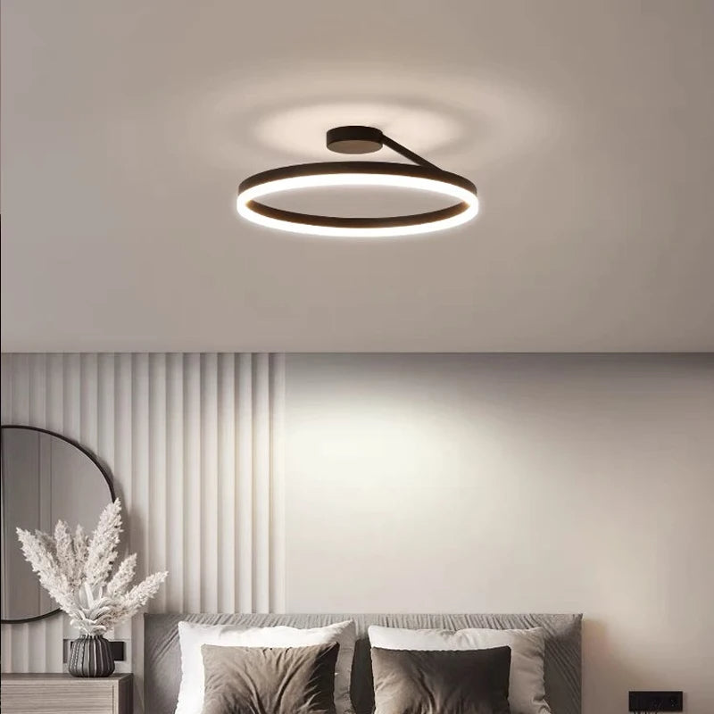 Metal Circle Ceiling Light - Minimalist LED Lamp for Living Room