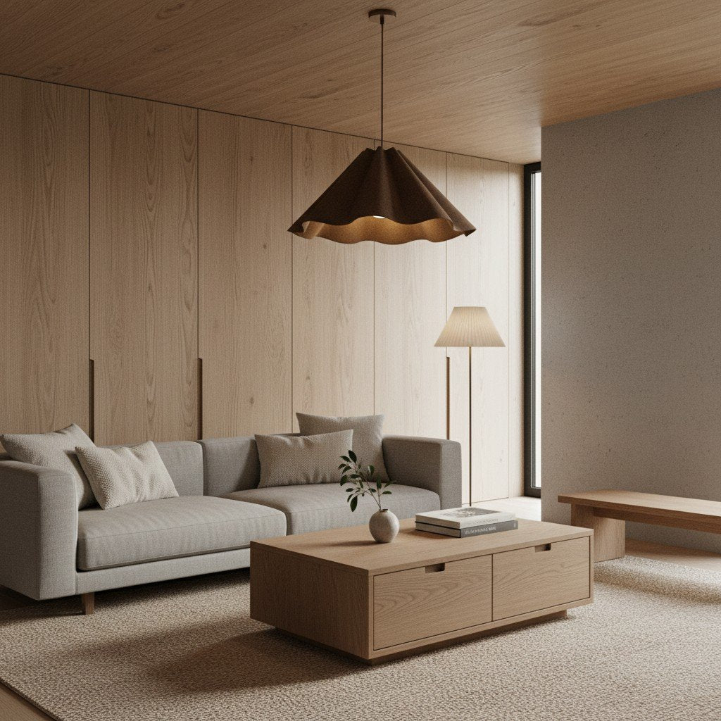 Weavara Sculptural Fabric & Metal Pendant Light — Modern Hanging Lamp for Dining or Living Rooms