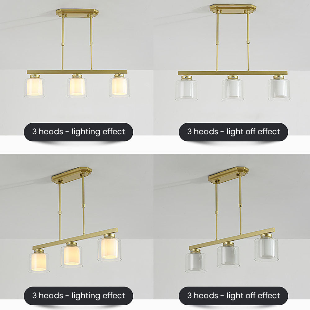 Kitchen Island Pendant Light - Modern Adjustable Height Glass Lighting