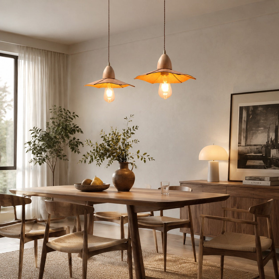 Vintage leather pendant light