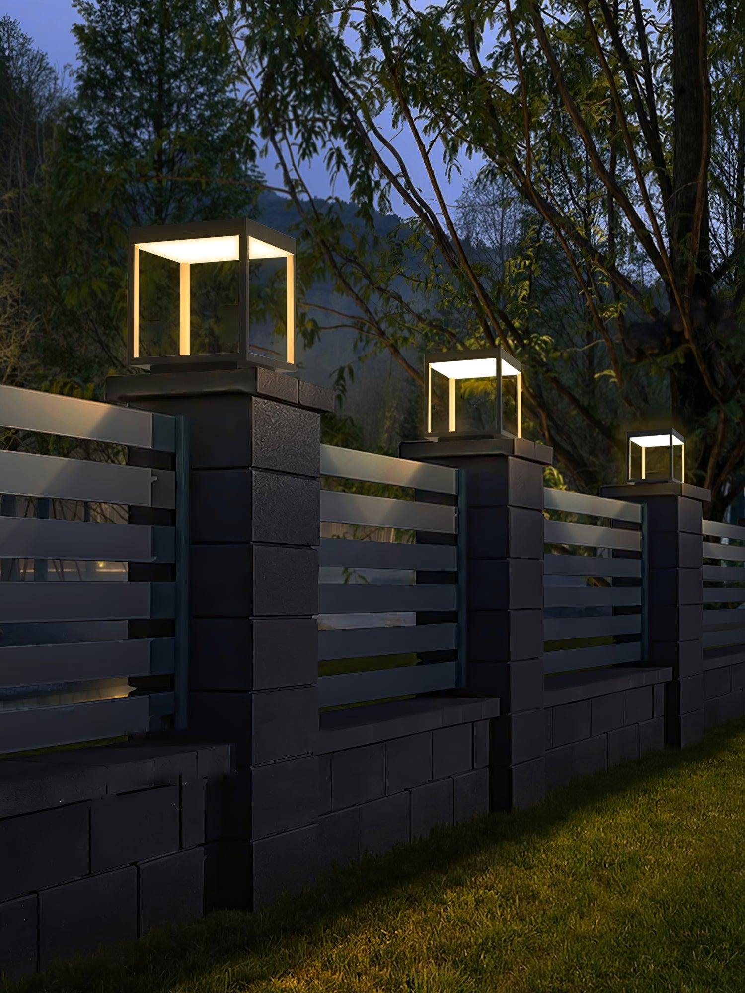 Square Frame Outdoor Post Light - Garden Lamp for Patio & Pathway