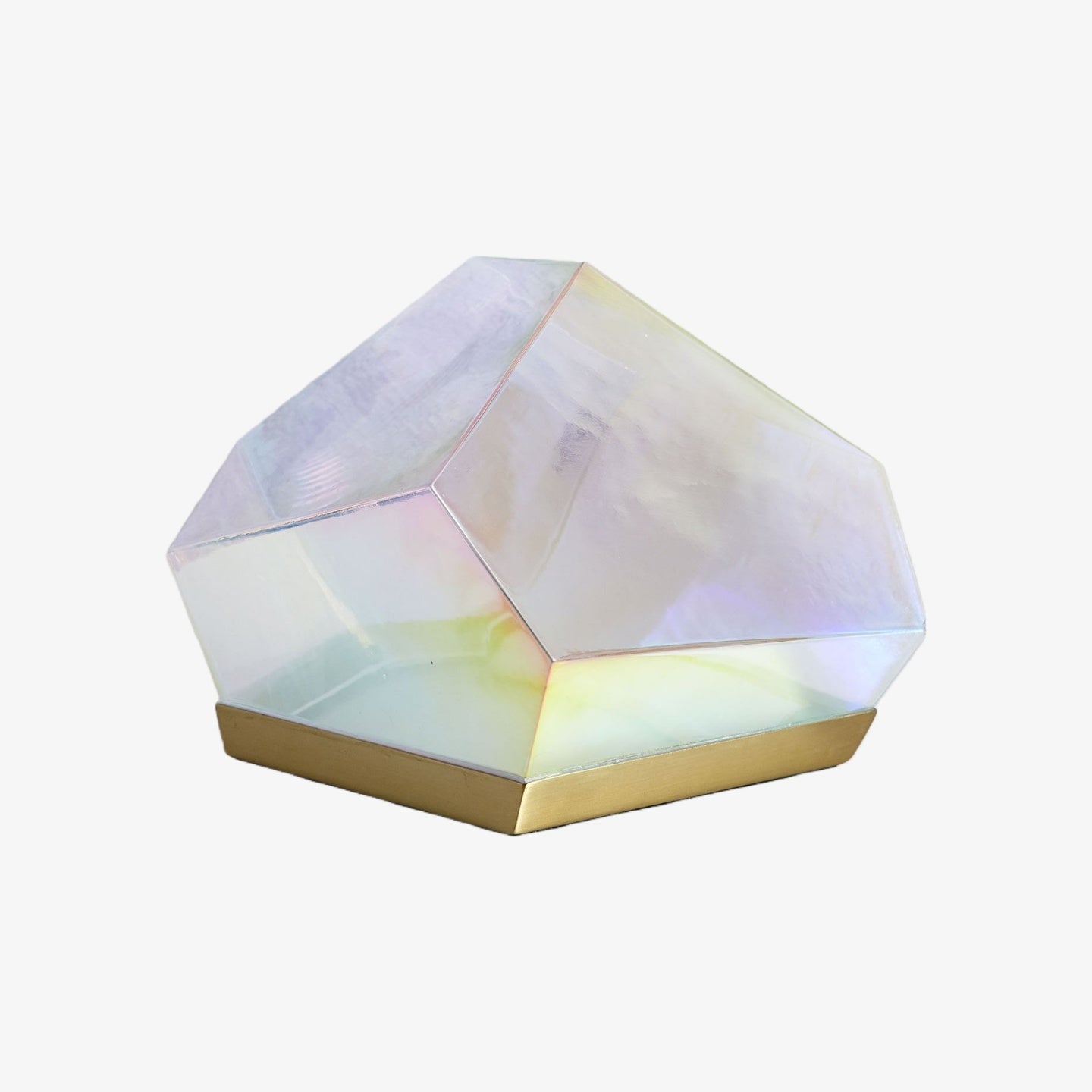 Nera Glass Gem Table Lamp - Iridescent Glass Shade with Antique Brass Base for Living Room Accent