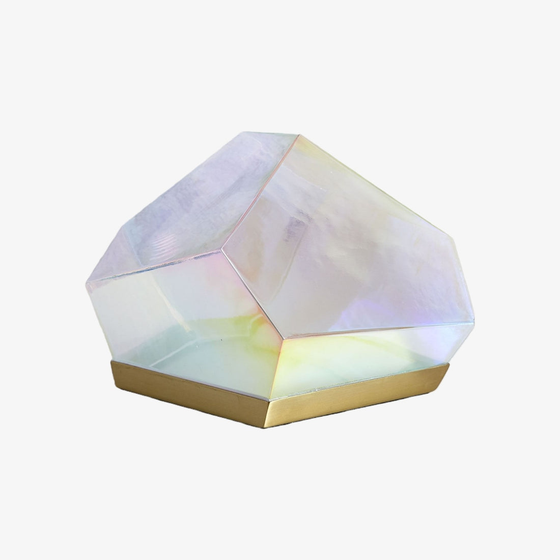 Nera Glass Gem Table Lamp - Iridescent Glass Shade with Antique Brass Base for Living Room Accent