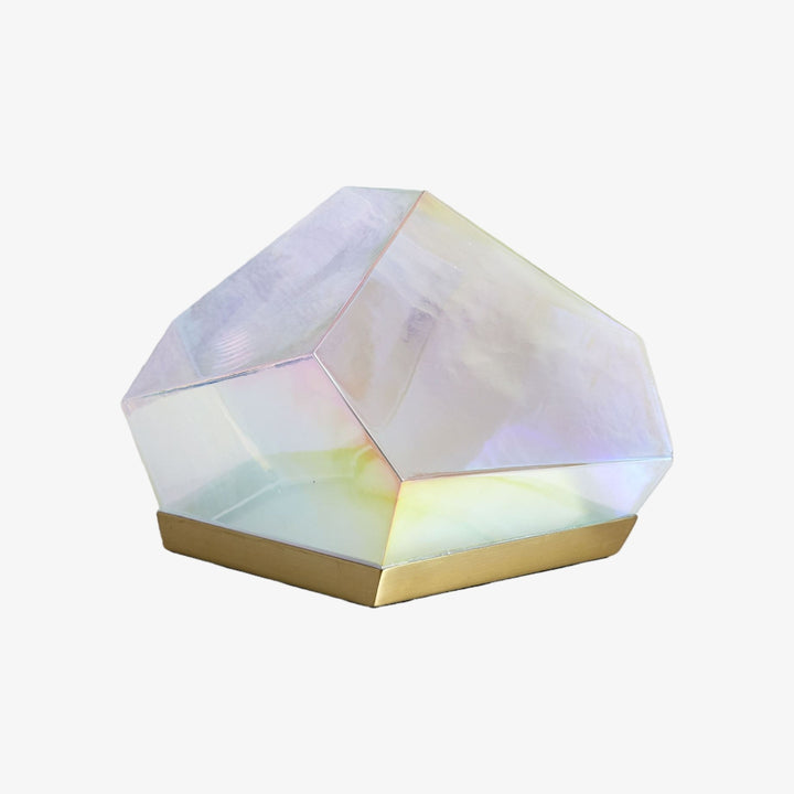 Nera Glass Gem Table Lamp - Iridescent Glass Shade with Antique Brass Base for Living Room Accent