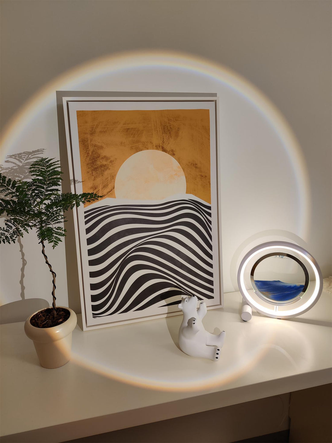 Entspannende Sand-Tischlampe – fließendes Sandlicht für Schlafzimmer und Büro