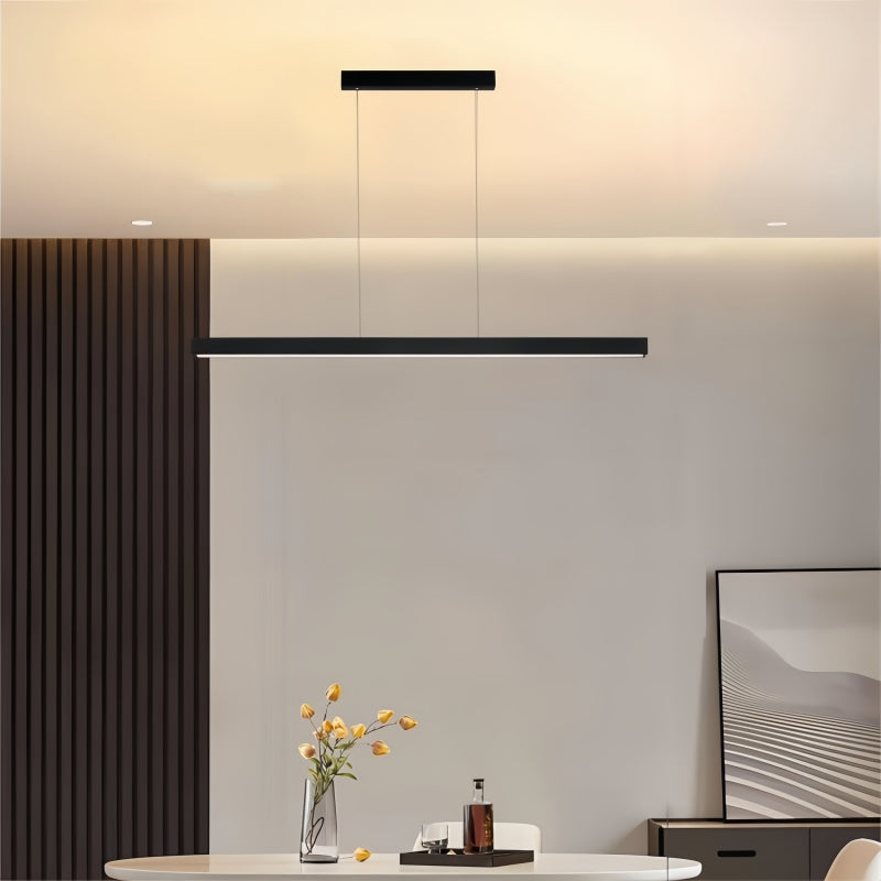 Schwarzer linearer Industrie-Kronleuchter aus Metall