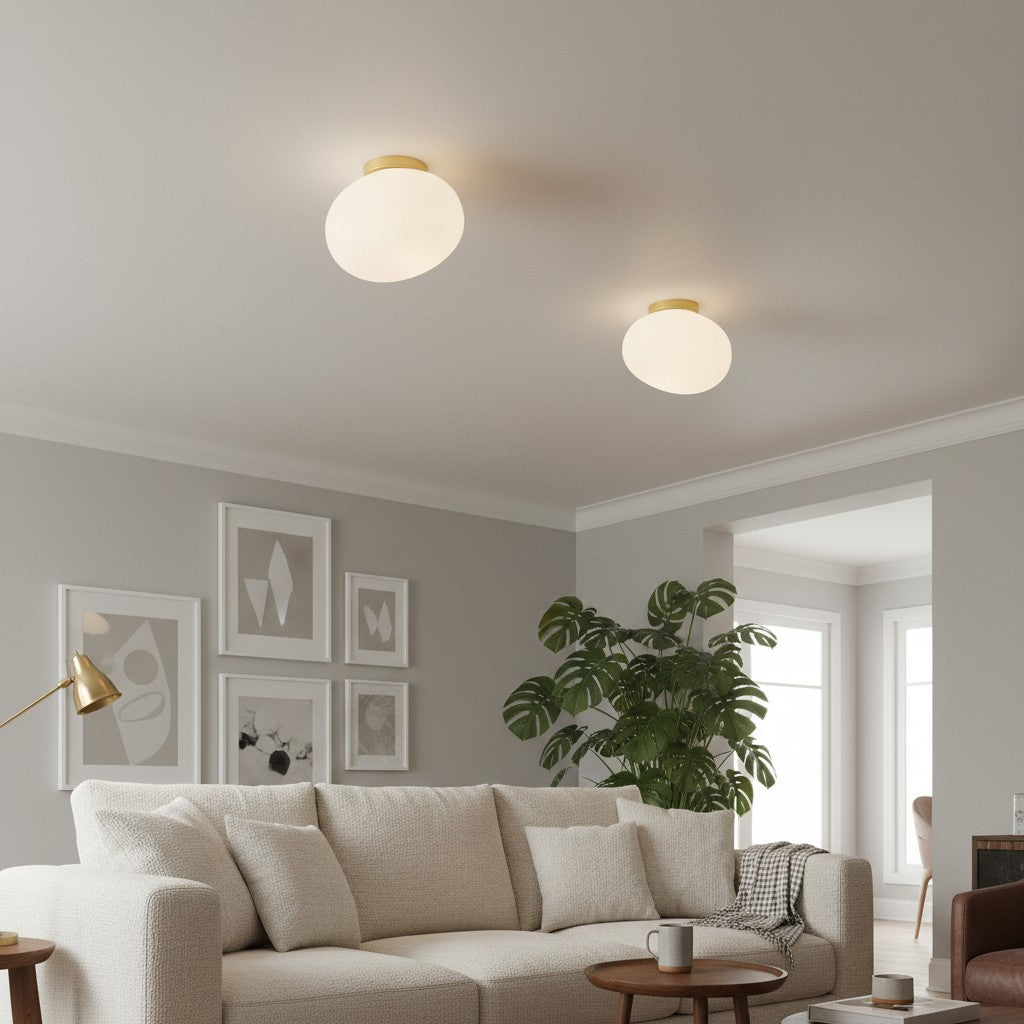 Stonea Organic Pebble Silhouette Wall Ceiling Lamp Contemporary Glass Light for Home N16