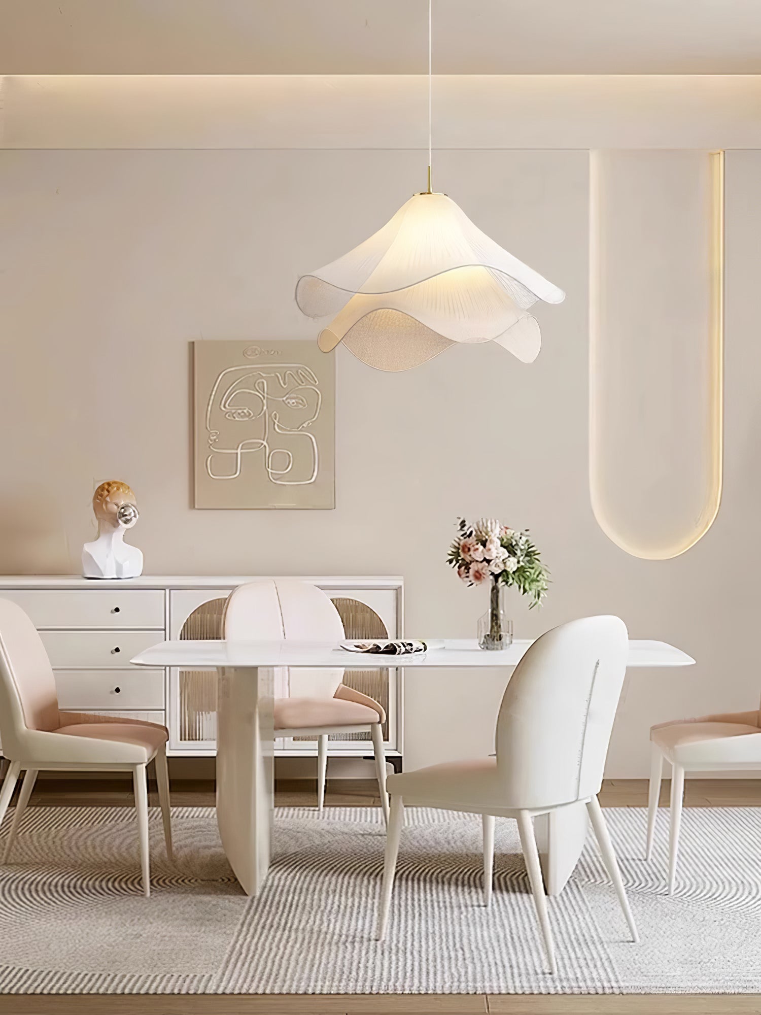 Ethereal Bloom French Floral Pleated Fabric Pendant Light