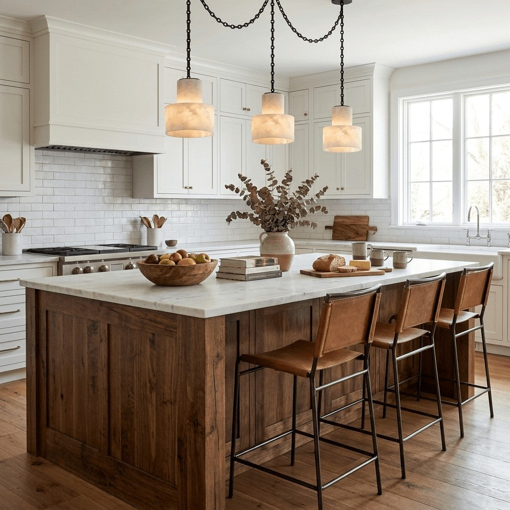 Black Metal Alabaster Frosted Shade Hardwired Chandelier