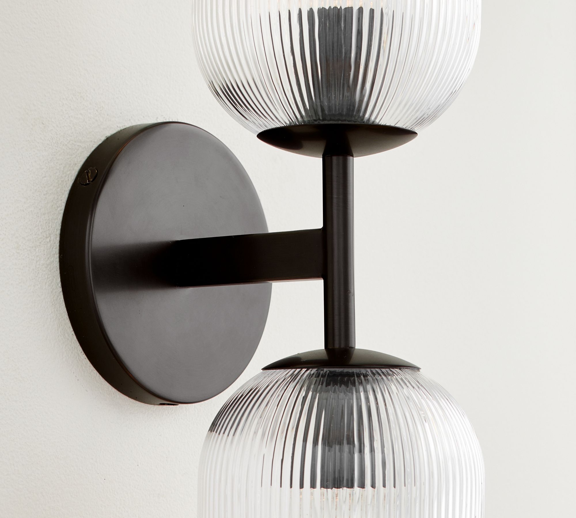 Bravira Ribbed Glass Sconce - Metal Wall Light with Clear Glass Shade