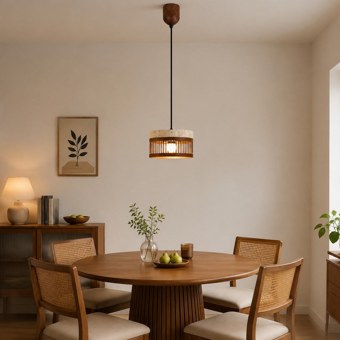 Vintage Travertine Metal Pendant Lamp for Dining Room