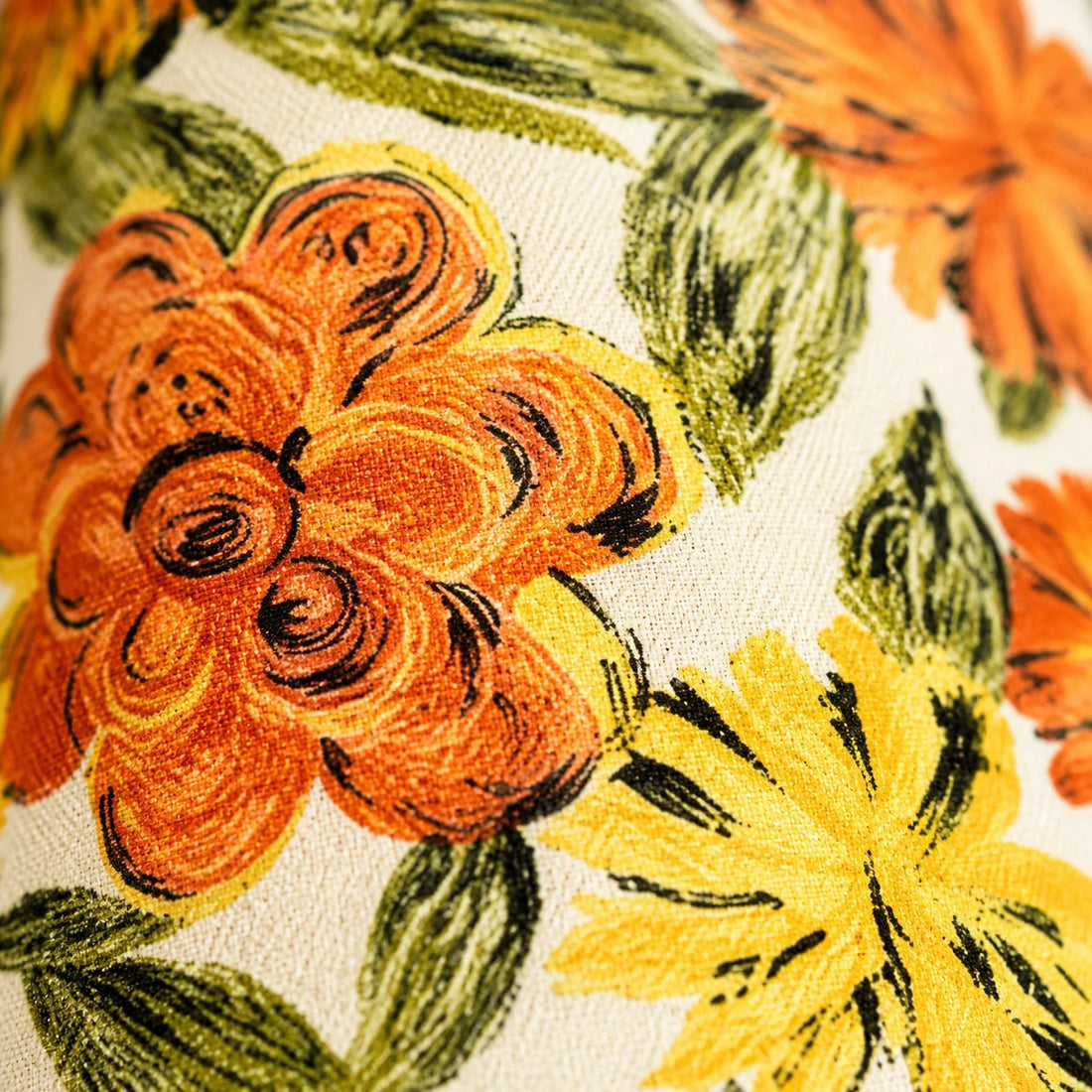 Liberty Fabric Floral Ceramic Table Lamp with Orange Handmade Base