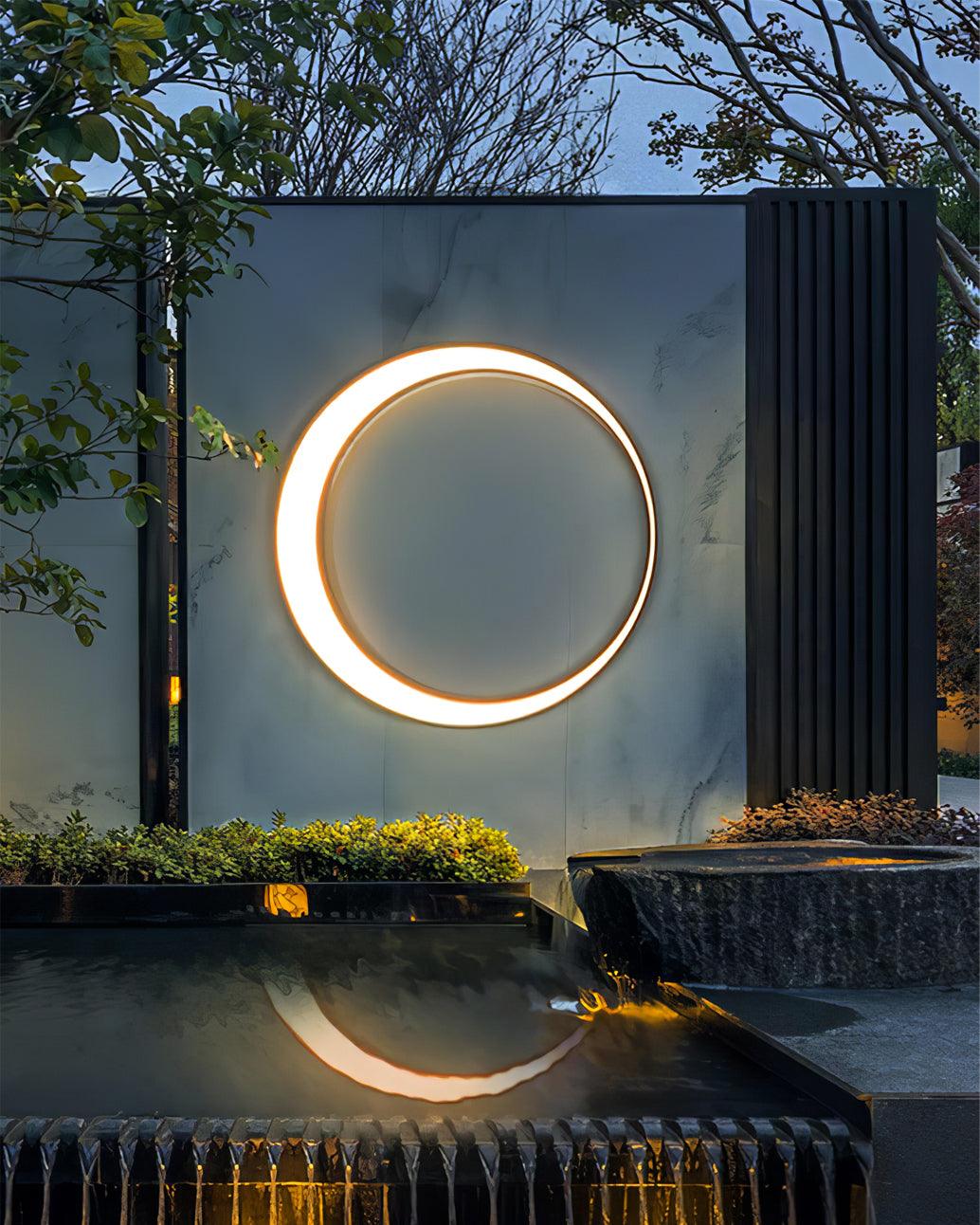 Moon Stainless Steel Wall Lamp - Black Celestial Fixture for Outdoor