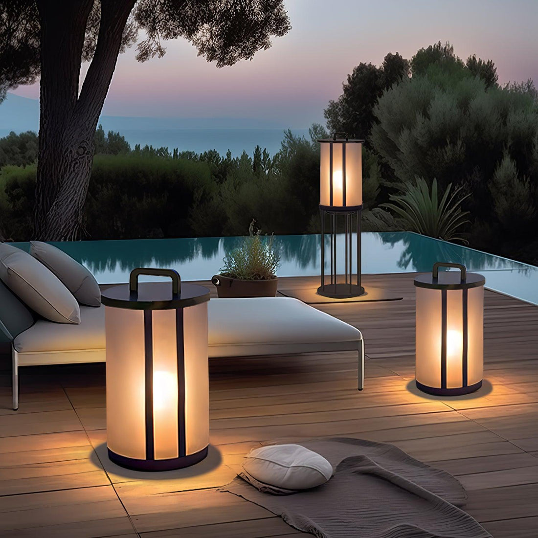 Runde Laterne Außenlampe - Acrylsäule Warmes Licht für den Gang