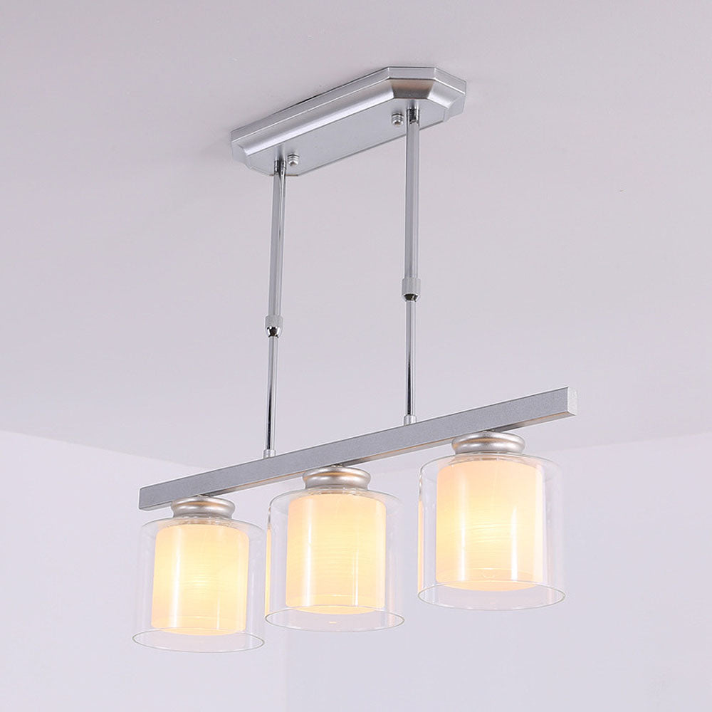 Kitchen Island Pendant Light - Modern Adjustable Height Glass Lighting
